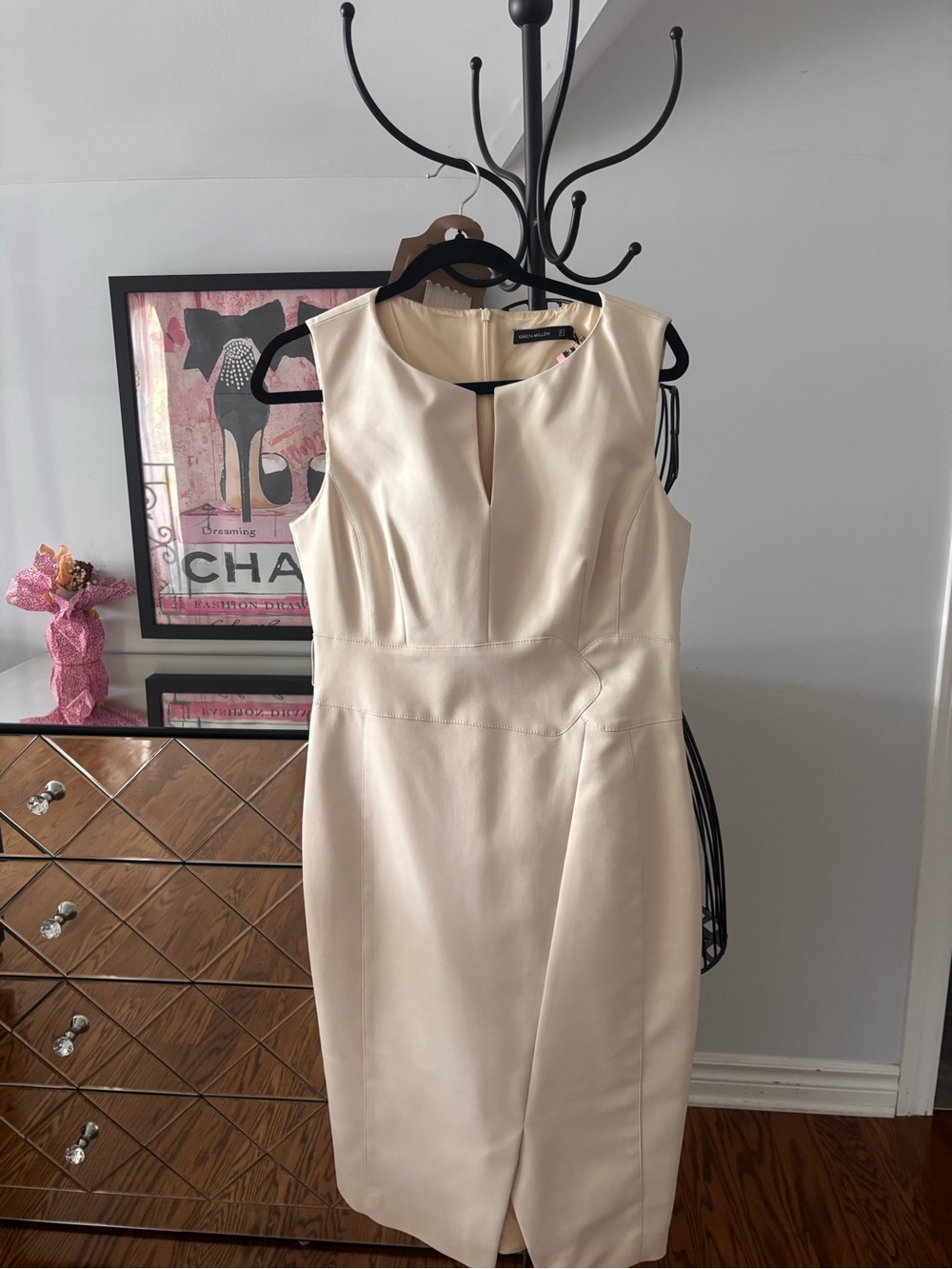 Karen Millen Cream Sleeveless Midi Tailored Dress